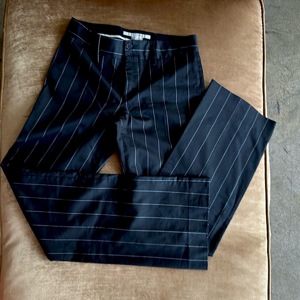 Zara Pin Stripe Pants Trousers Slacks Office Business Cotton Slick chick Suit